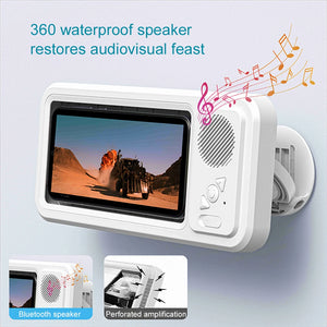 Waterproof Shower Phone Holder, Bluetooth Speaker, Anti-Fog Touch Screen, Wall Mount, Bathroom, IPX4