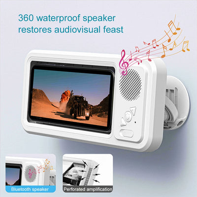 Waterproof Shower Phone Holder, Bluetooth Speaker, Anti-Fog Touch Screen, Wall Mount, Bathroom, IPX4