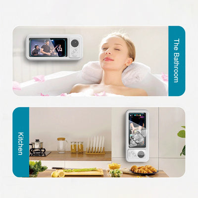 Waterproof Shower Phone Holder, Bluetooth Speaker, Anti-Fog Touch Screen, Wall Mount, Bathroom, IPX4