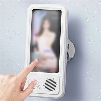 Waterproof Shower Phone Holder, Bluetooth Speaker, Anti-Fog Touch Screen, Wall Mount, Bathroom, IPX4
