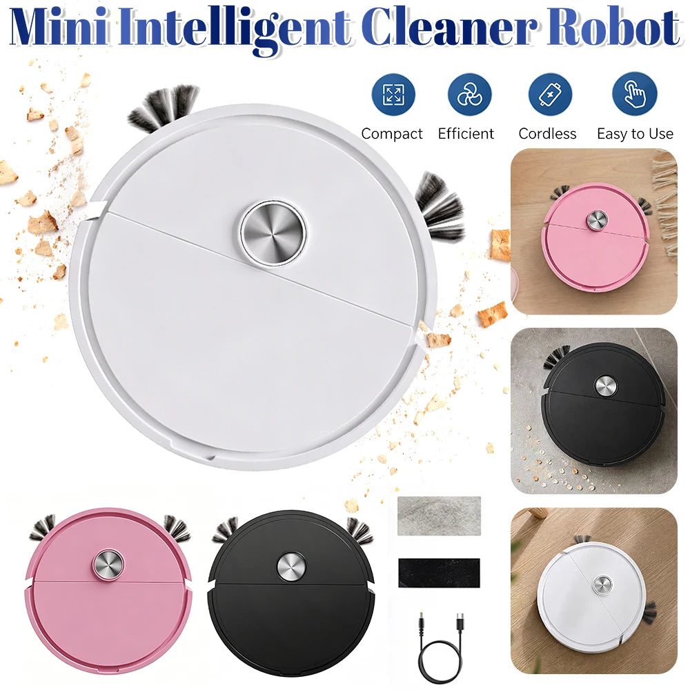 Mini Intelligent Cleaner Robot Automatic Obstacle Avoidance Smart Cleaning Machine Pet Hair Sweeping Tool For Hard Floor/ Carpet