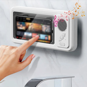 Waterproof Shower Phone Holder, Bluetooth Speaker, Anti-Fog Touch Screen, Wall Mount, Bathroom, IPX4